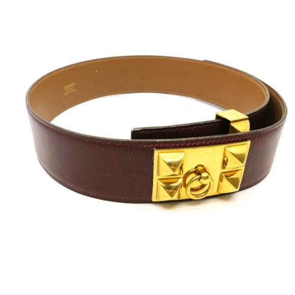 Authentic HERMES Medor Size:70cm/27inch Circle in O Belt Brown Leather main image 9